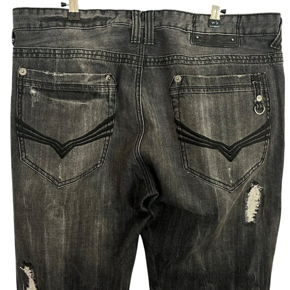 Guess Jeans Rolland Low Bootcut 38 Black Distressed Button Fly 90s Y2K Hip Hop - Picture 4 of 16